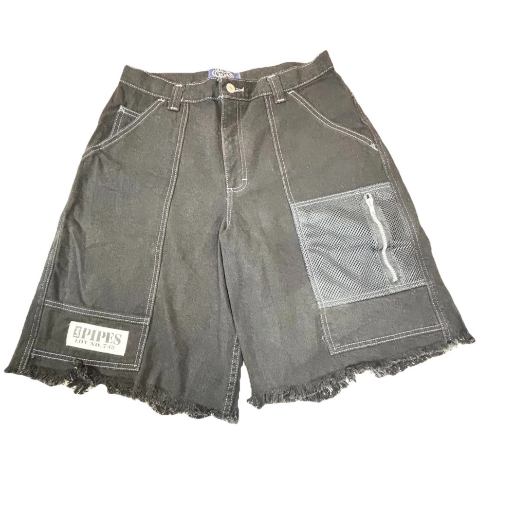 Vintage‎ Y2k Lee Pipes Jean Shorts Baggy Denim Men’s 32 Black Skater Bmx